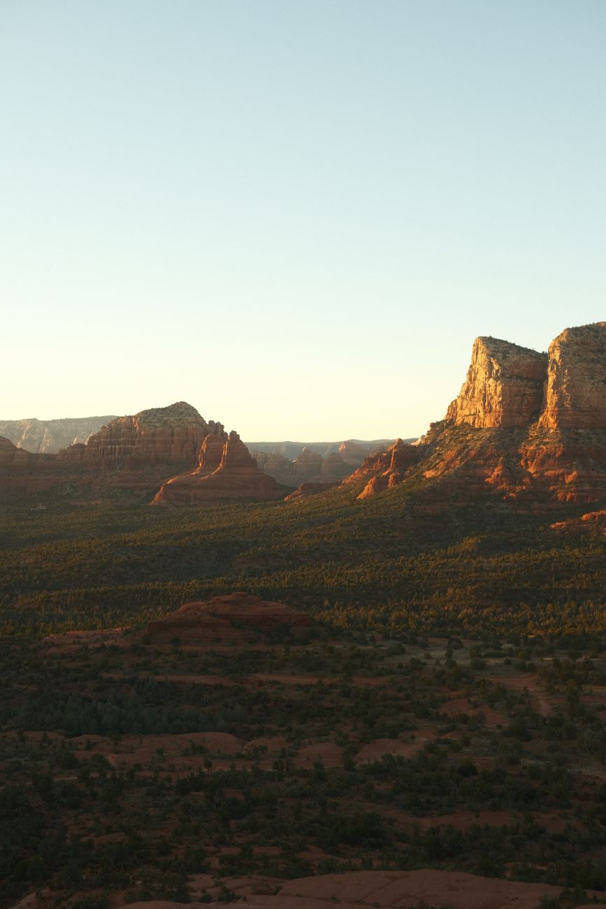 Red sandstone canyon and desert horizon in the American Southwest
